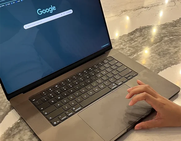 MacBook with Google open